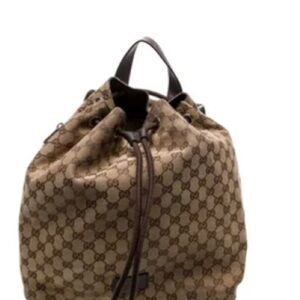 Gucci Brown Monogram Drawstring Bag